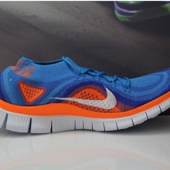 New in Box Nike Flyknit + Blue Glow Total Orange Mens 9.5 US 43 EUR RARE main image 10